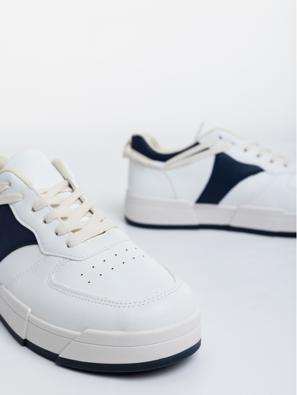 Pantofi sport barbati albi cu navy din piele ecologica Verdell, 4 - Kalapod.net