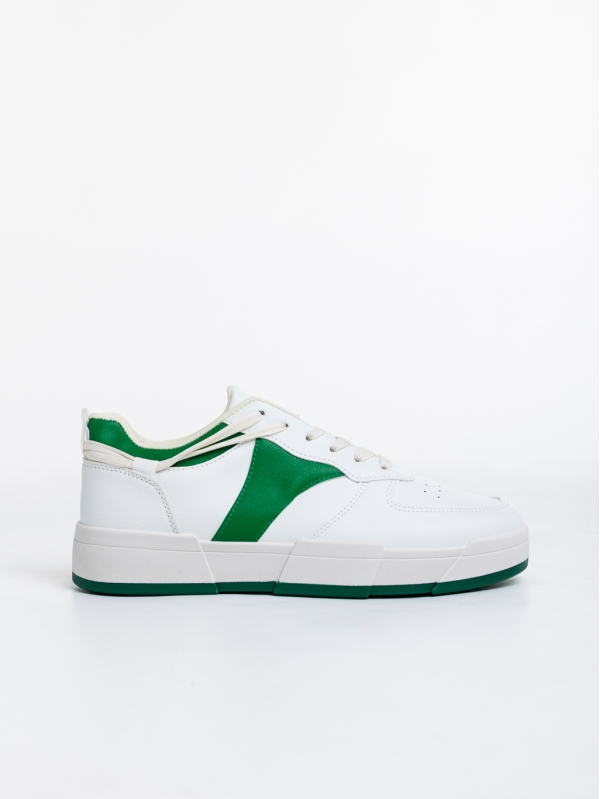 Pantofi sport barbati albi cu verde din piele ecologica Verdell, 3 - Kalapod.net