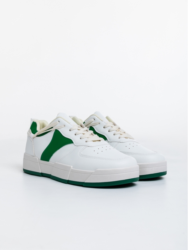 Pantofi sport barbati albi cu verde din piele ecologica Verdell, 2 - Kalapod.net
