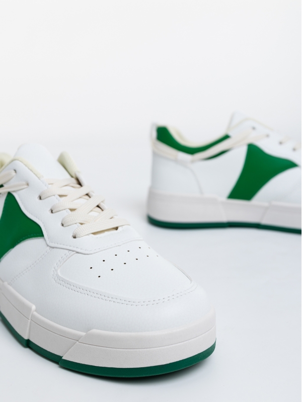 Pantofi sport barbati albi cu verde din piele ecologica Verdell, 4 - Kalapod.net