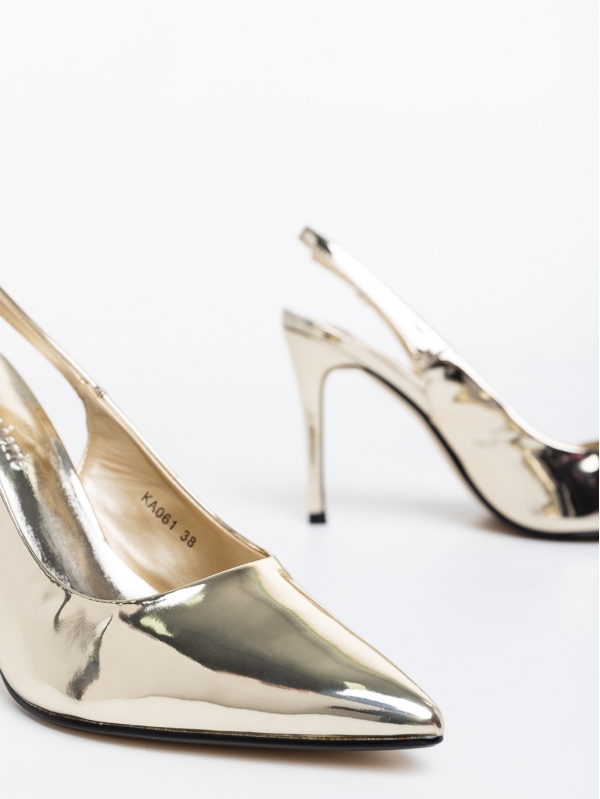 Pantofi dama aurii cu toc din piele ecologica lacuita Adile, 6 - Kalapod.net