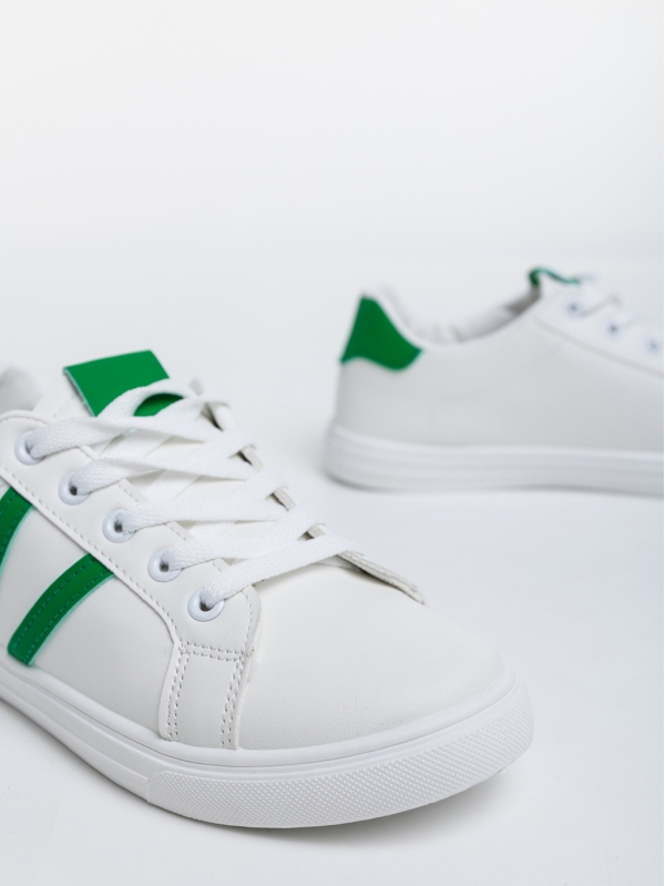 Pantofi sport dama albi cu verde din piele ecologica Virva, 6 - Kalapod.net