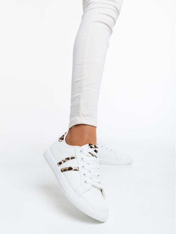 Pantofi sport dama albi cu leopard din piele ecologica Virva, 2 - Kalapod.net