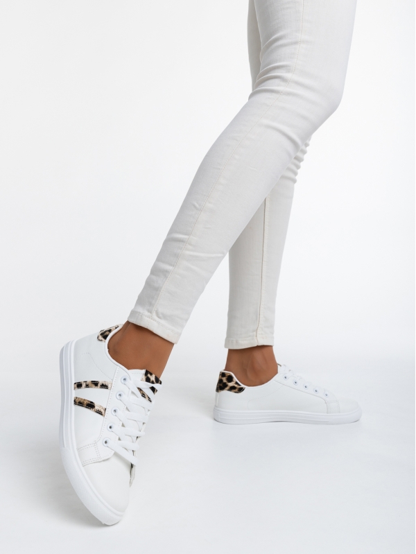 Pantofi sport dama albi cu leopard din piele ecologica Virva - Kalapod.net