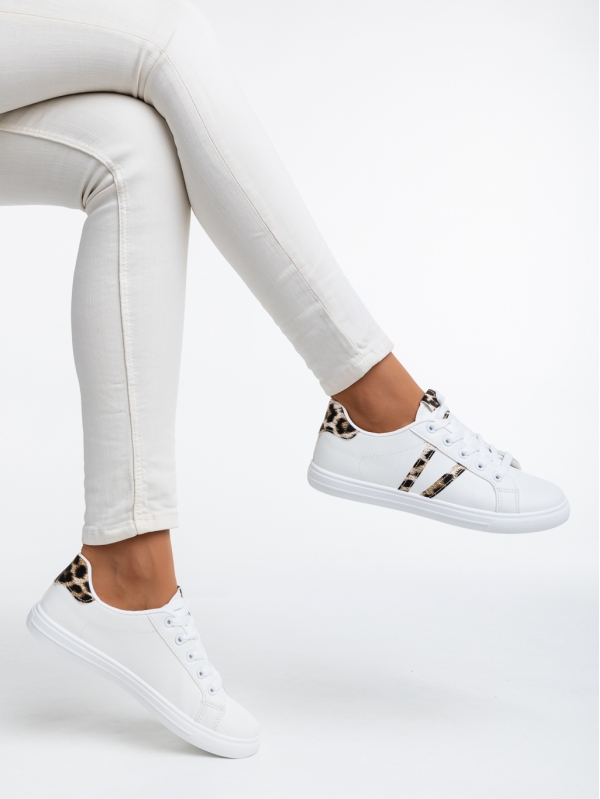 Pantofi sport dama albi cu leopard din piele ecologica Virva, 4 - Kalapod.net