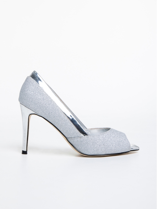 Pantofi dama argintii din material textil Adrasteia, 5 - Kalapod.net