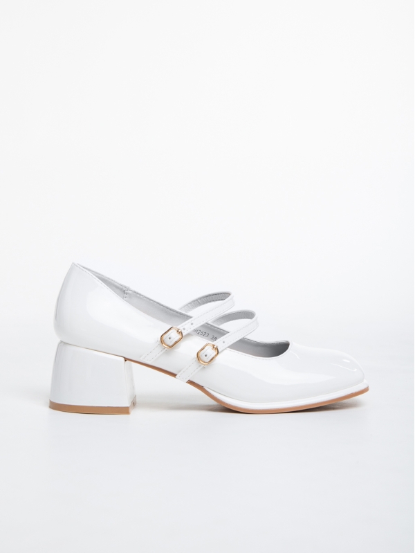 Pantofi dama albi cu toc din piele ecologica lacuita Christelle, 5 - Kalapod.net