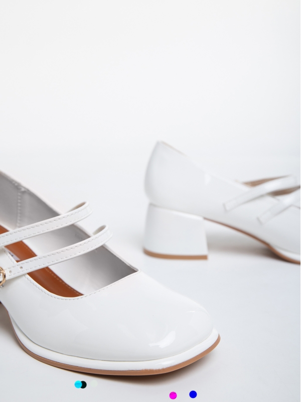 Pantofi dama albi cu toc din piele ecologica lacuita Christelle, 6 - Kalapod.net