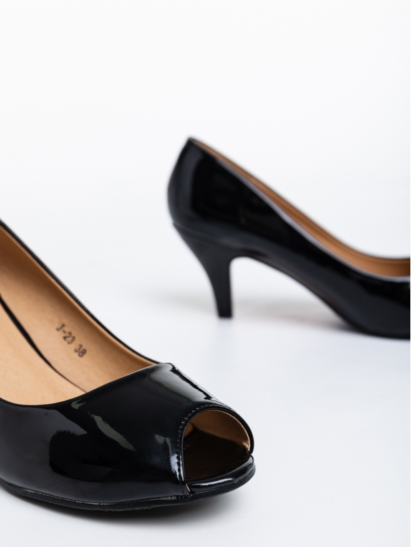 Pantofi dama negri cu toc din piele ecologica lacuita Despoina, 6 - Kalapod.net