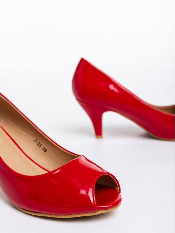 Pantofi dama rosii cu toc din piele ecologica lacuita Despoina, 6 - Kalapod.net