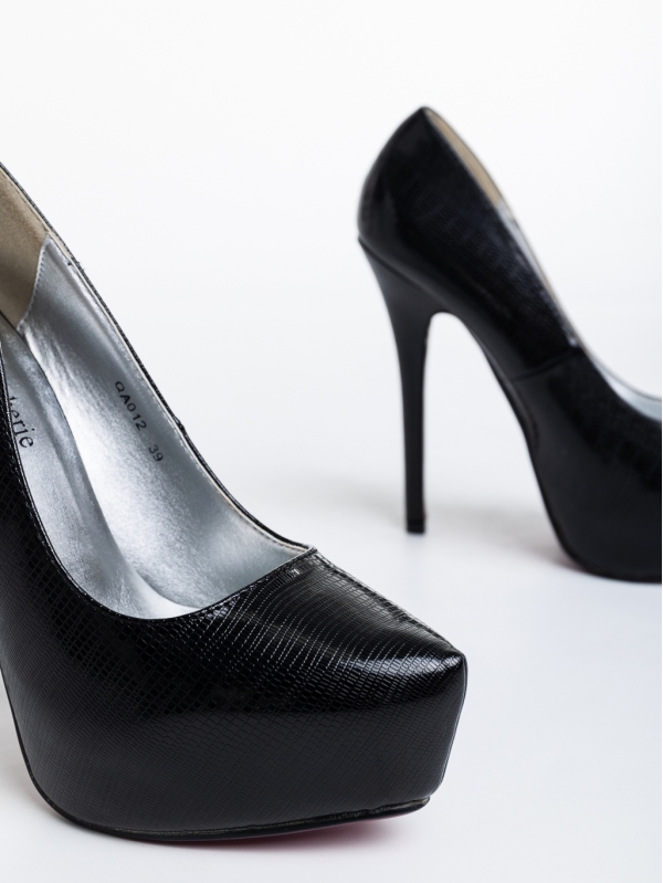 Pantofi dama negri cu toc din piele ecologica lacuita Fedelma, 6 - Kalapod.net