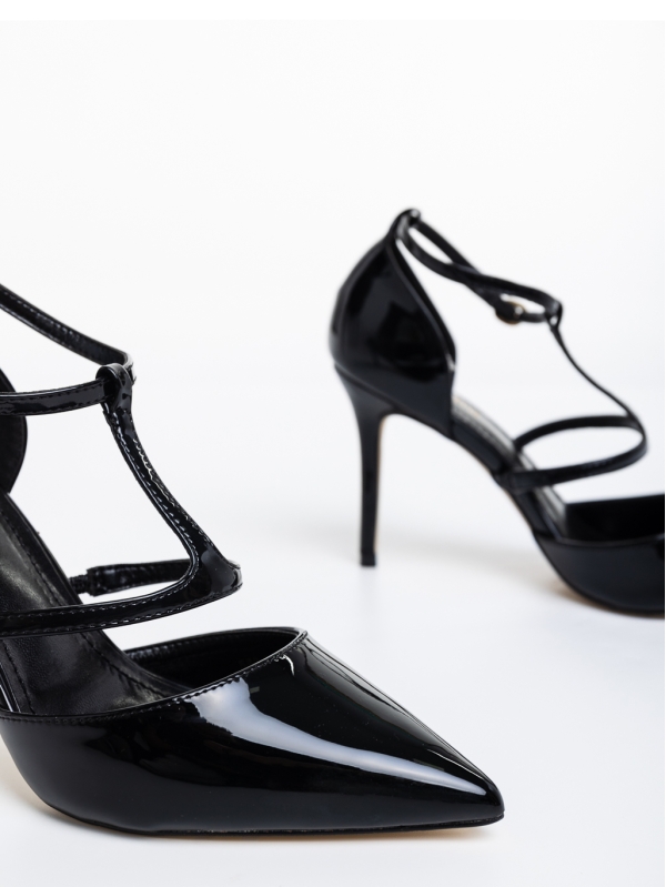 Pantofi dama negri cu toc din piele ecologica lacuita Zarela, 6 - Kalapod.net