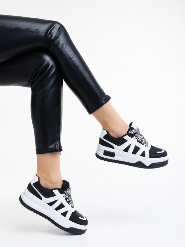 Pantofi sport dama negri cu alb din piele ecologica Daelen, 4 - Kalapod.net