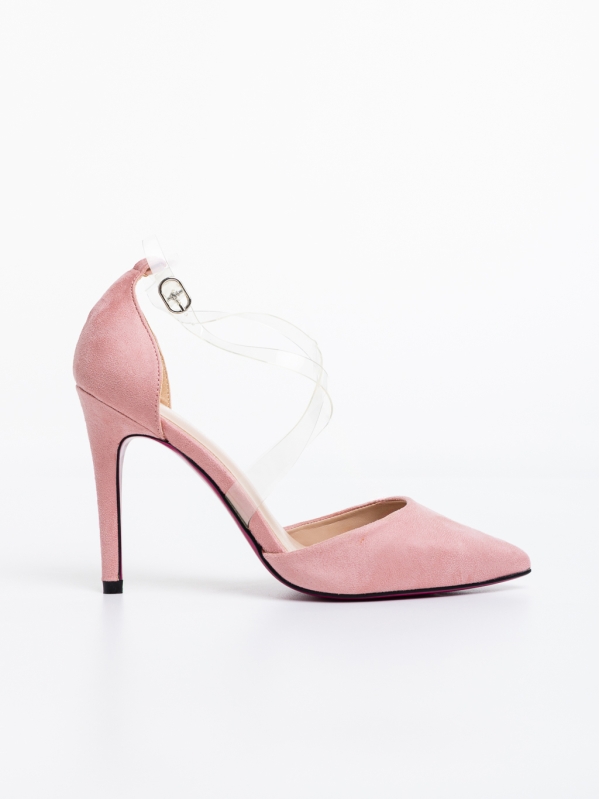 Pantofi dama roz cu toc din material textil Jovita, 5 - Kalapod.net
