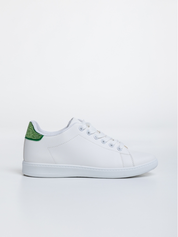 Pantofi sport dama albi cu verde din piele ecologica Liane, 5 - Kalapod.net