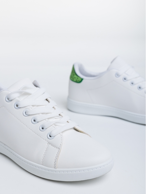 Pantofi sport dama albi cu verde din piele ecologica Liane, 6 - Kalapod.net
