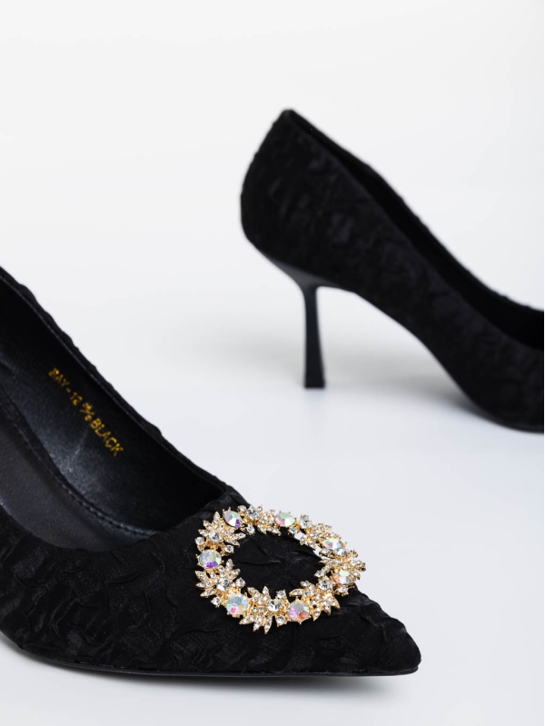 Pantofi dama negri cu toc din material textil Aneisha, 6 - Kalapod.net