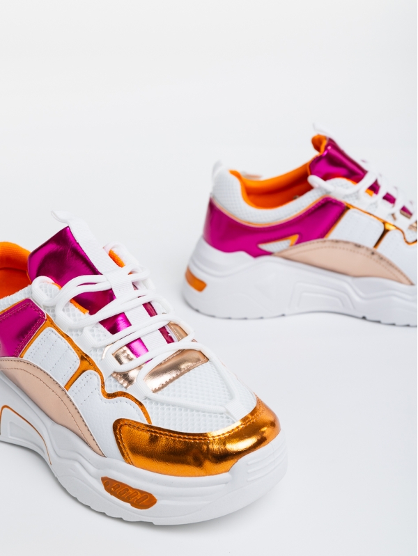 Pantofi sport dama portocalii din piele ecologica si material textil Reena, 8 - Kalapod.net