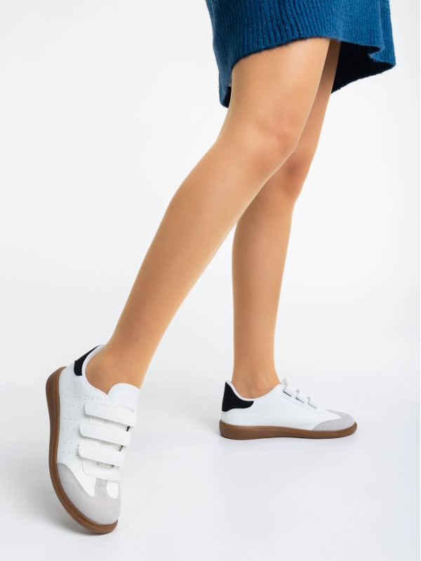 Pantofi sport dama albi cu negru din piele ecologica Raynor - Kalapod.net