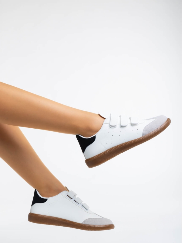 Pantofi sport dama albi cu negru din piele ecologica Raynor, 2 - Kalapod.net