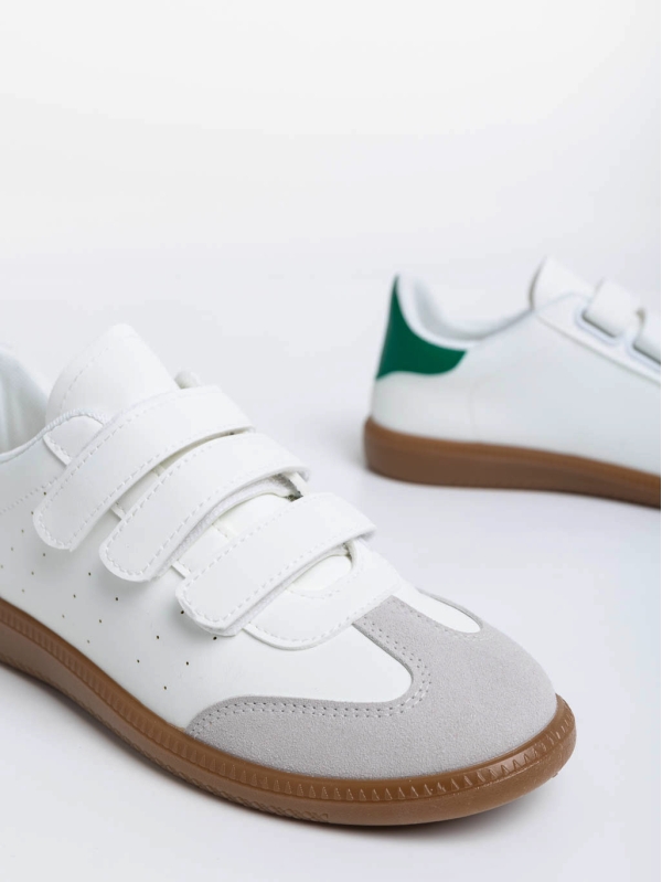 Pantofi sport dama albi cu verde din piele ecologica Raynor, 6 - Kalapod.net