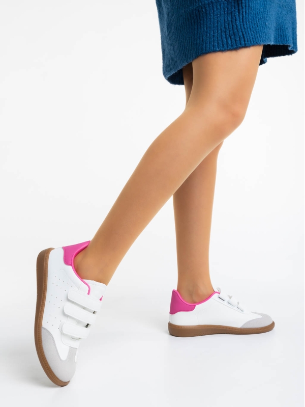 Pantofi sport dama albi cu roz din piele ecologica Raynor, 2 - Kalapod.net