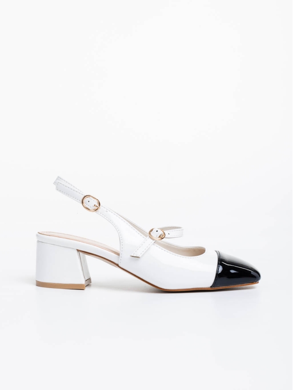 Pantofi dama albi cu toc din piele ecologica lacuita Ashlea, 5 - Kalapod.net