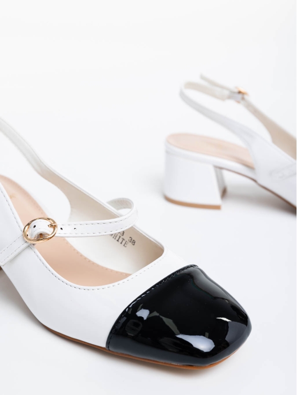 Pantofi dama albi cu toc din piele ecologica lacuita Ashlea, 6 - Kalapod.net