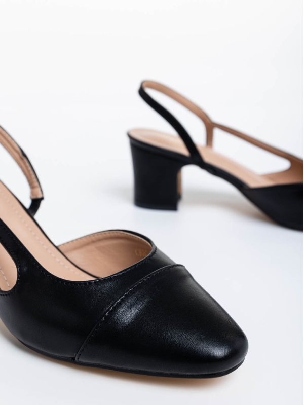Pantofi dama negri cu toc din piele ecologica Verna, 6 - Kalapod.net
