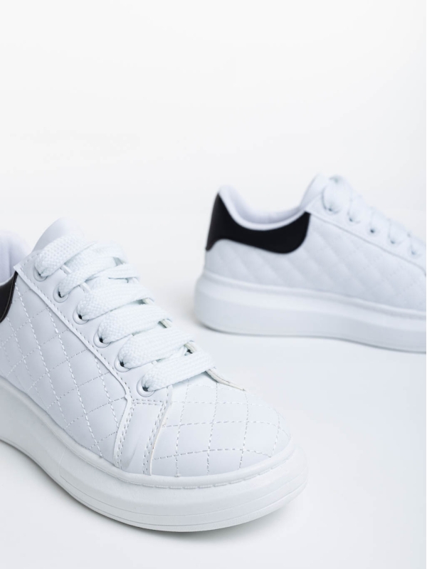 Pantofi sport dama albi cu negru din piele ecologica Annora, 6 - Kalapod.net