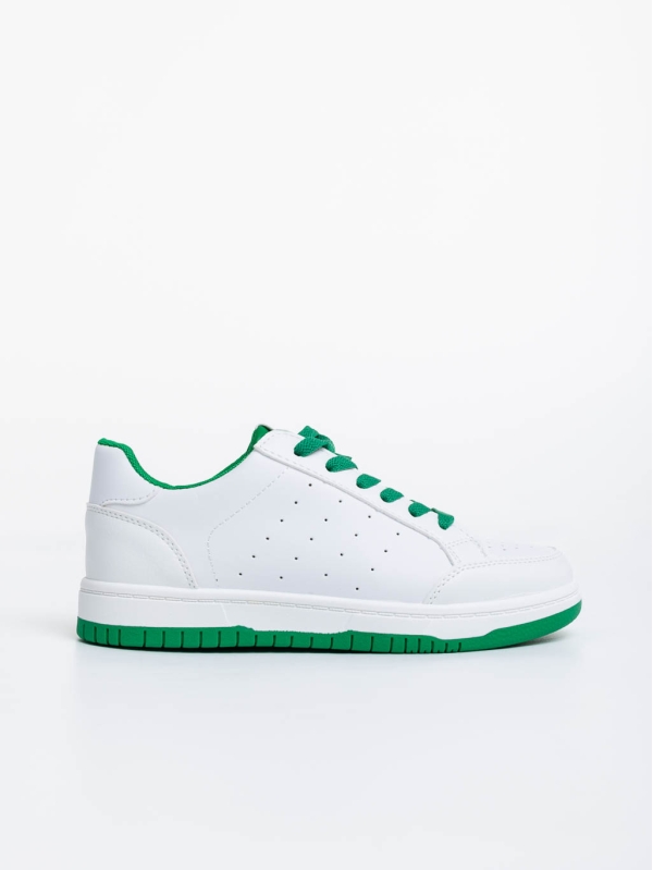 Pantofi sport dama albi cu verde din piele ecologica Kiersten, 5 - Kalapod.net
