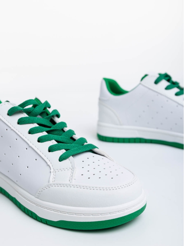 Pantofi sport dama albi cu verde din piele ecologica Kiersten, 6 - Kalapod.net