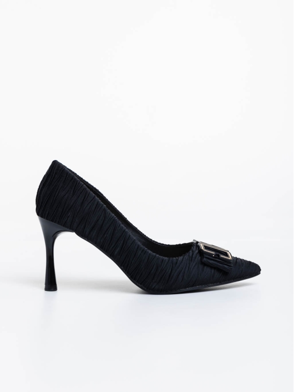 Pantofi dama negri cu toc din material textil Elsabeth, 5 - Kalapod.net