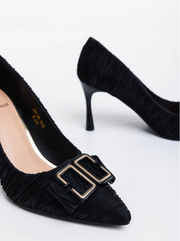 Pantofi dama negri cu toc din material textil Elsabeth, 6 - Kalapod.net