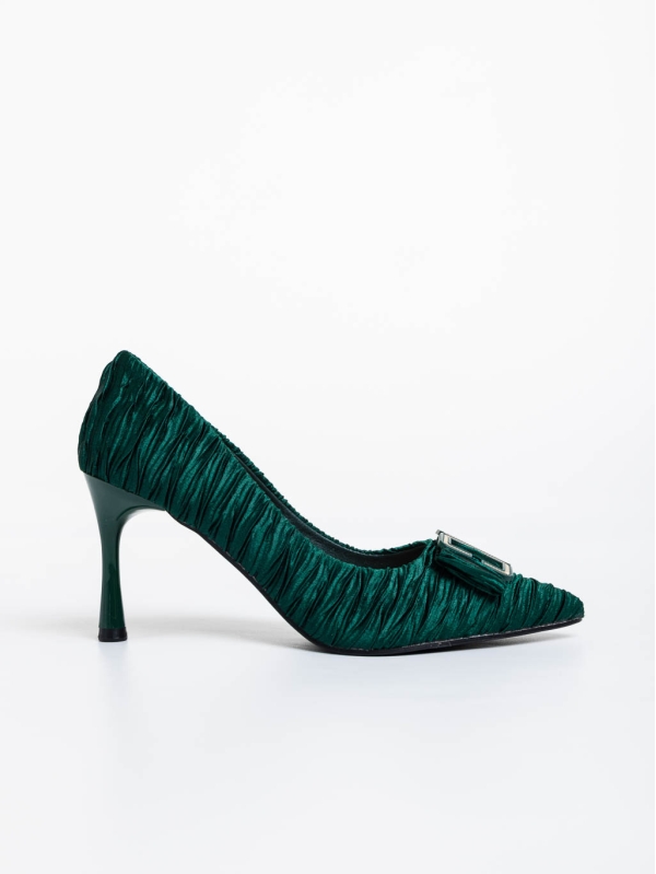 Pantofi dama verzi cu toc din material textil Elsabeth, 5 - Kalapod.net