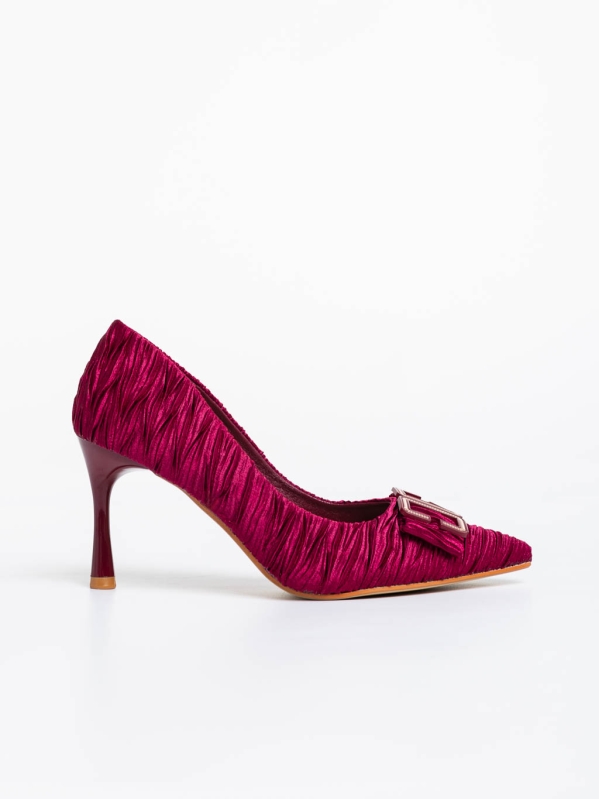 Pantofi dama rosii cu toc din material textil Elsabeth, 5 - Kalapod.net