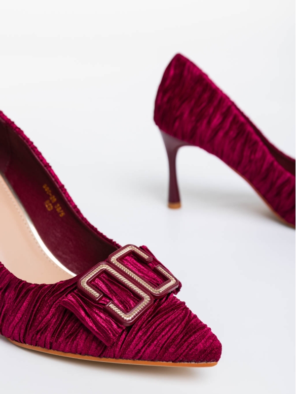Pantofi dama rosii cu toc din material textil Elsabeth, 6 - Kalapod.net