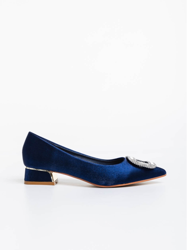 Pantofi dama albastri cu toc din material textil Evanna, 5 - Kalapod.net