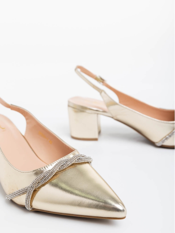 Pantofi dama aurii cu toc din piele ecologica Minetta, 4 - Kalapod.net