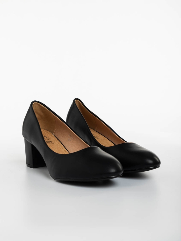 Pantofi dama negri cu toc din piele ecologica Gianara - Kalapod.net