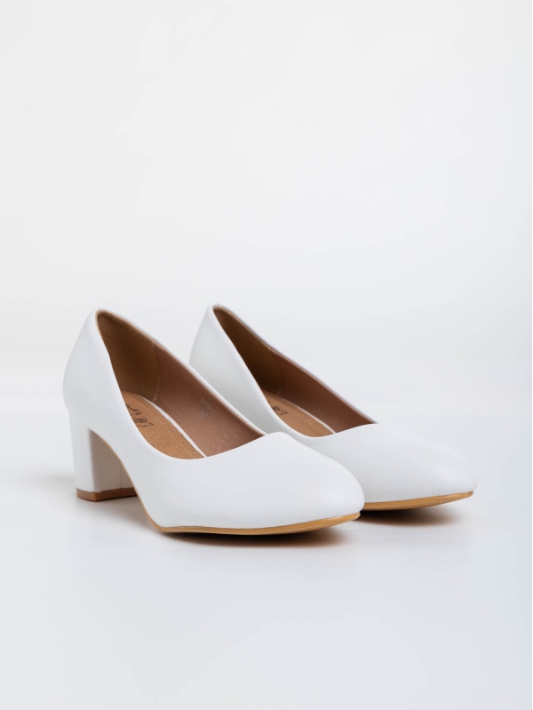 Pantofi dama albi cu toc din piele ecologica Gianara, 2 - Kalapod.net