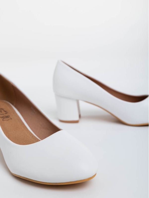 Pantofi dama albi cu toc din piele ecologica Gianara, 4 - Kalapod.net