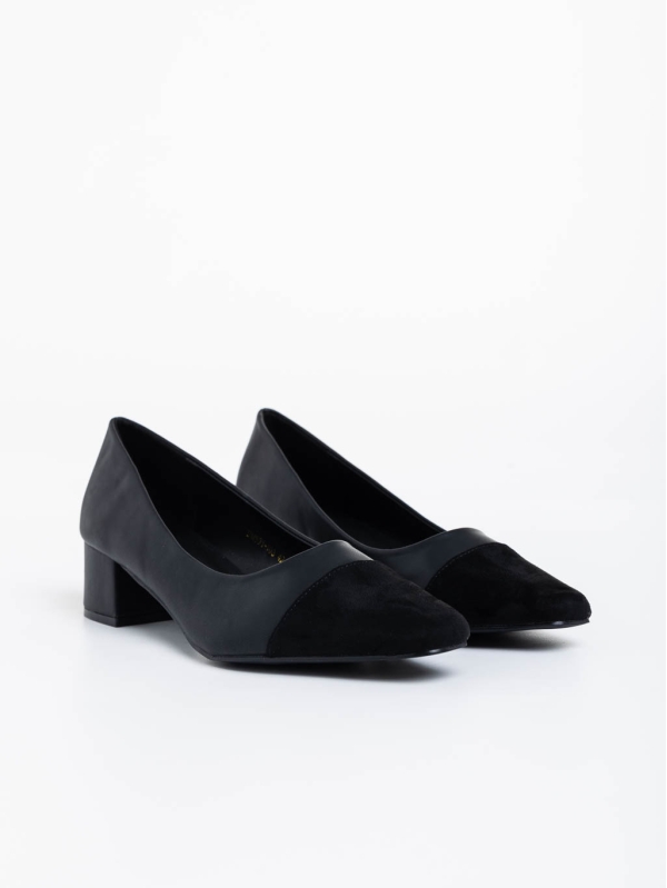 Pantofi dama negri cu toc din piele ecologica Cettina, 2 - Kalapod.net