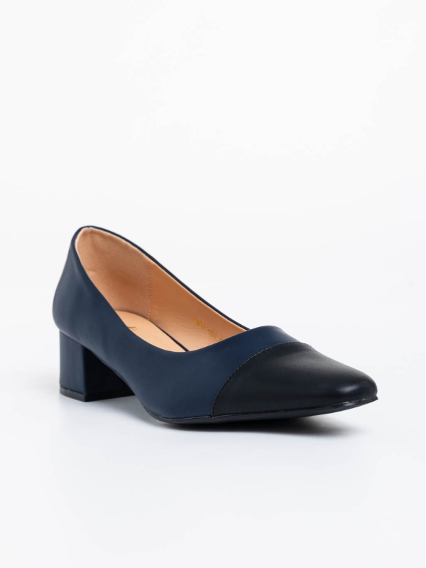 Pantofi dama albastri inchis cu toc din piele ecologica Cettina - Kalapod.net