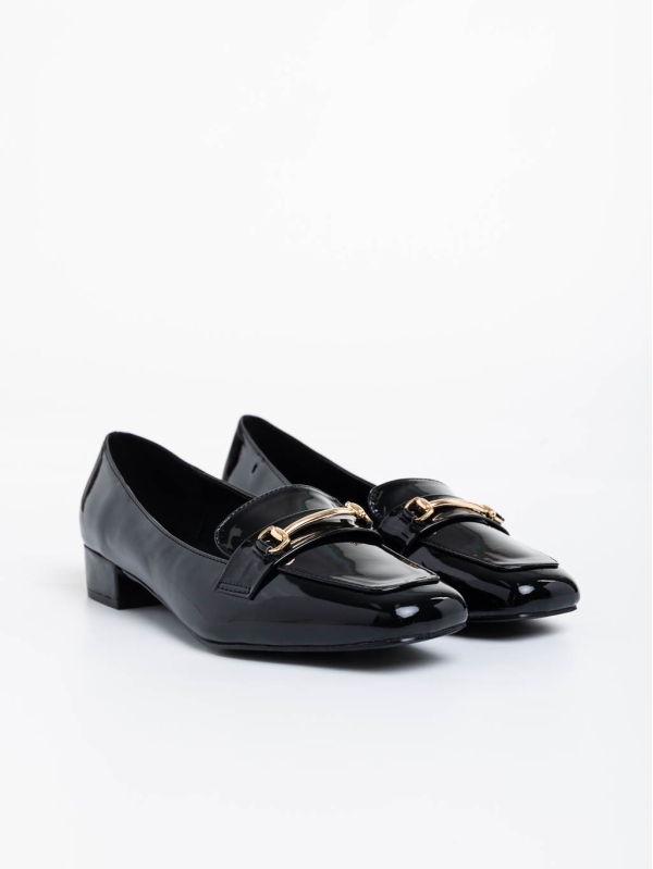 Pantofi dama negri cu toc din piele ecologica lacuita Shantay - Kalapod.net