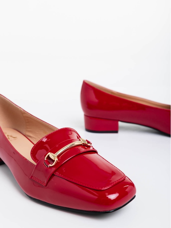 Pantofi dama rosii cu toc din piele ecologica lacuita Shantay, 4 - Kalapod.net