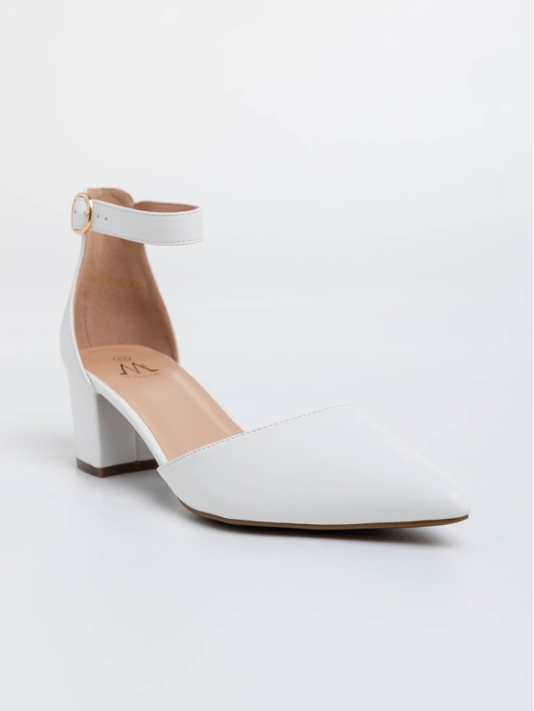 Pantofi dama albi cu toc din piele ecologica Armelle, 2 - Kalapod.net