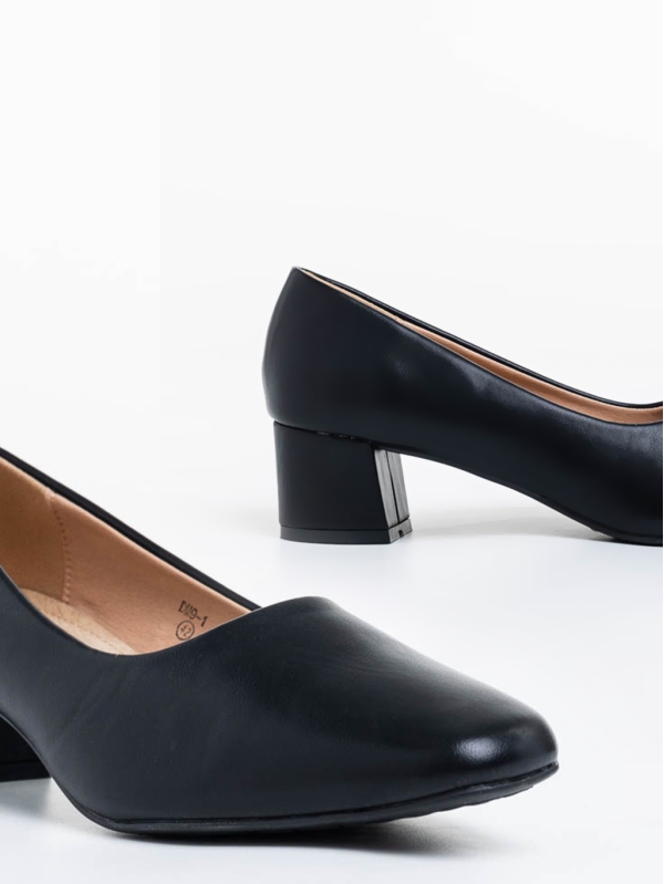 Pantofi dama negri cu toc din piele ecologica Neroli, 4 - Kalapod.net