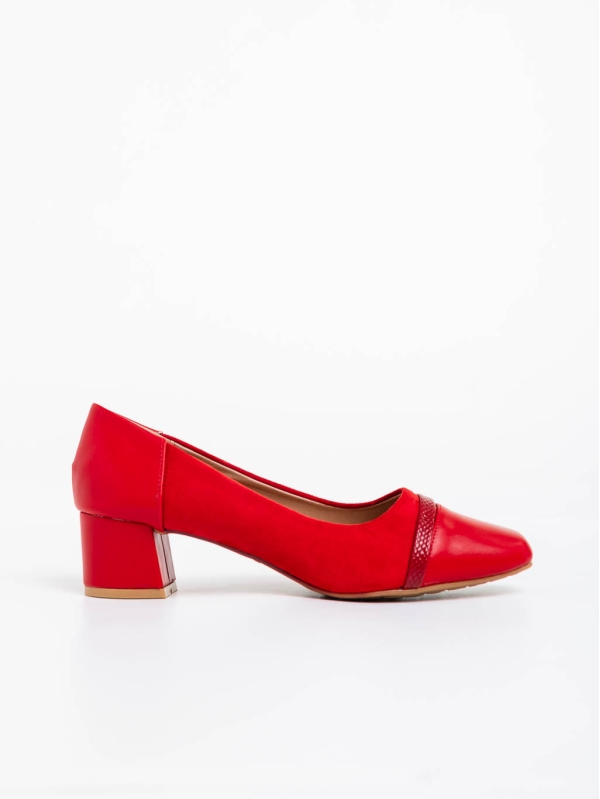 Pantofi dama rosii cu toc din piele ecologica Cherilyn, 3 - Kalapod.net