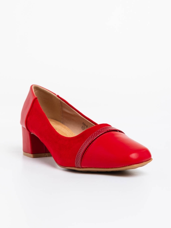 Pantofi dama rosii cu toc din piele ecologica Cherilyn, 2 - Kalapod.net